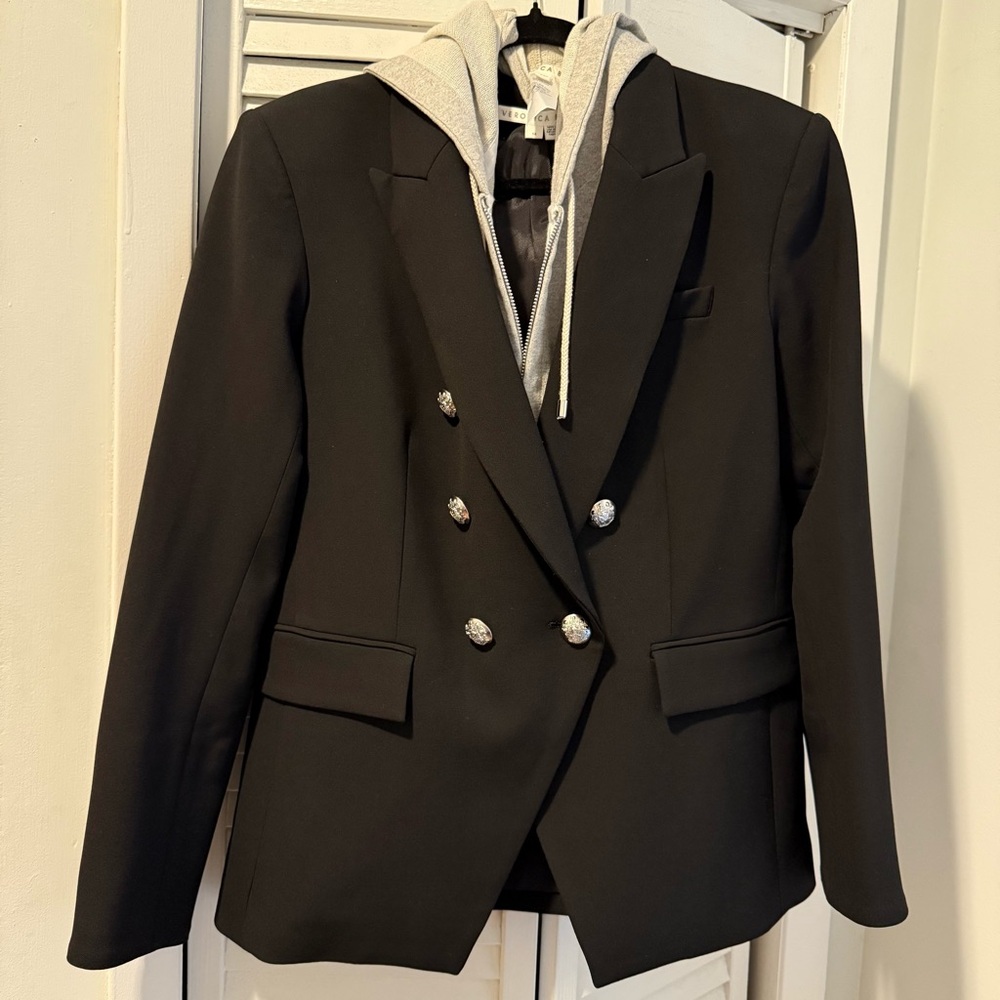 Veronica Beard Miller Dickey Jacket Black Silver Buttons and Hoodie Dickey 14